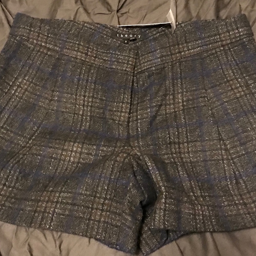 NEVER WORN Theory Wool Plaid Shorts